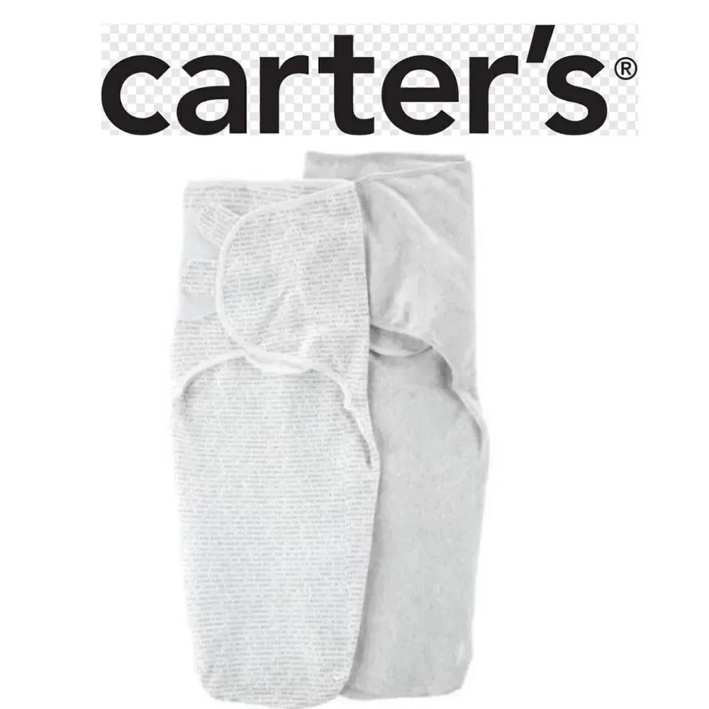 2 pack Carter's Baby Small 0-3 M White & Gray Swaddle Sleeping Bag Size …